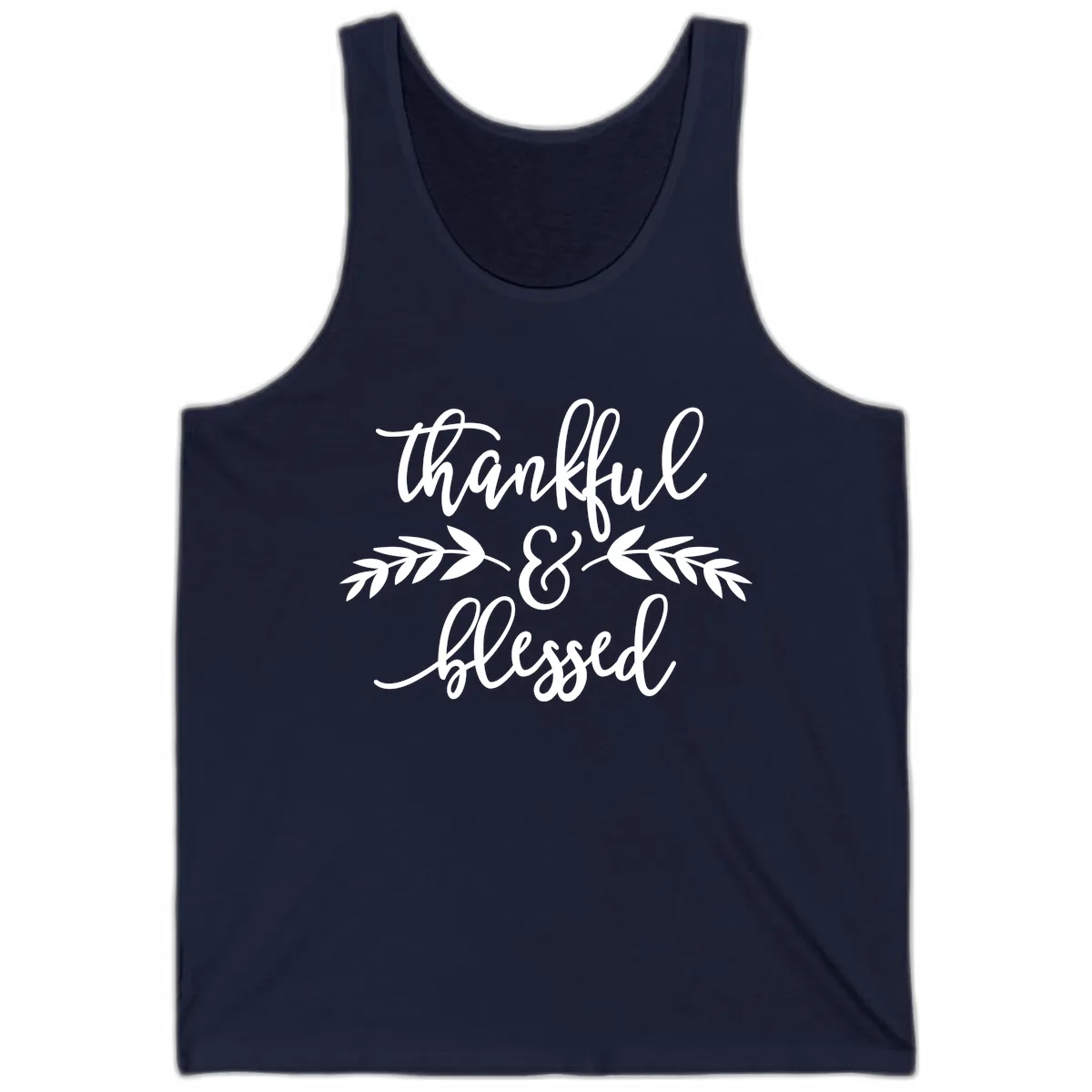 Thankful & Blessed Script Design Tank in Navy
