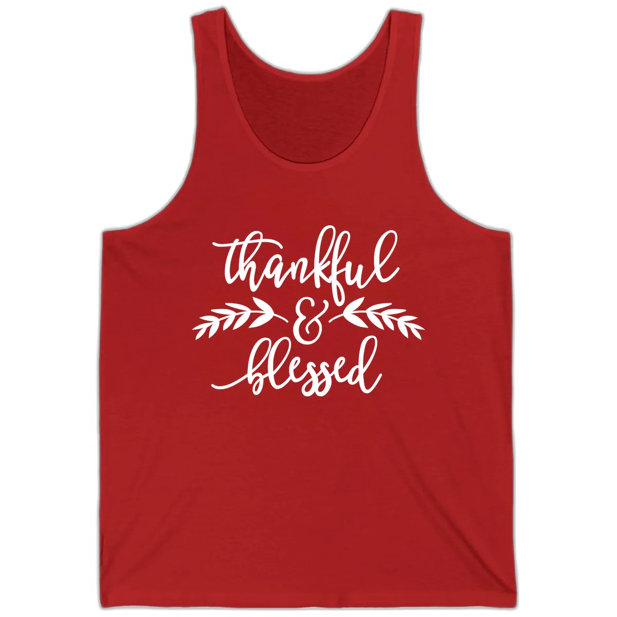 Thankful & Blessed Script Design Tank in Red