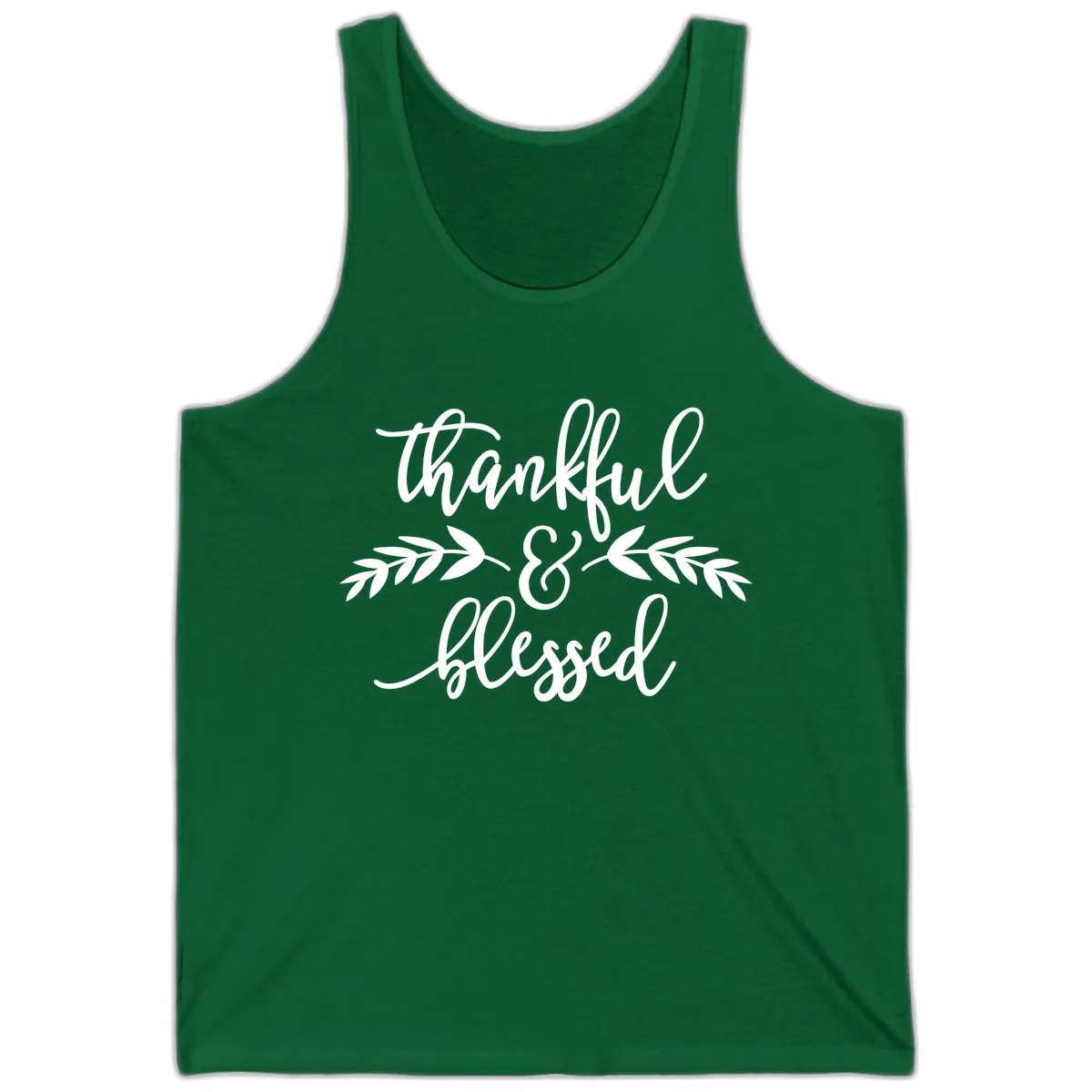 Thankful & Blessed Script Design Tank in Kelly