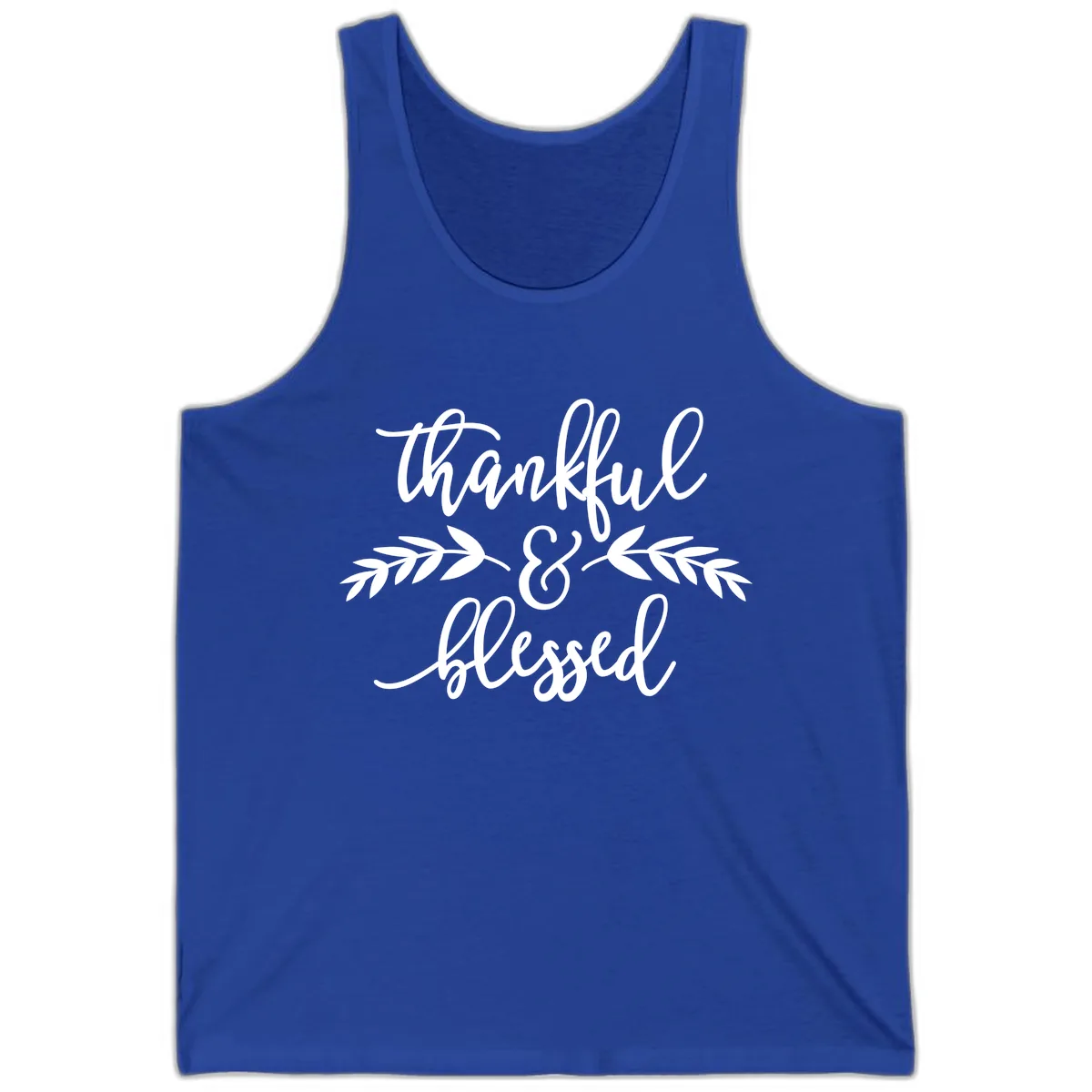 Thankful & Blessed Script Design Tank in True Royal