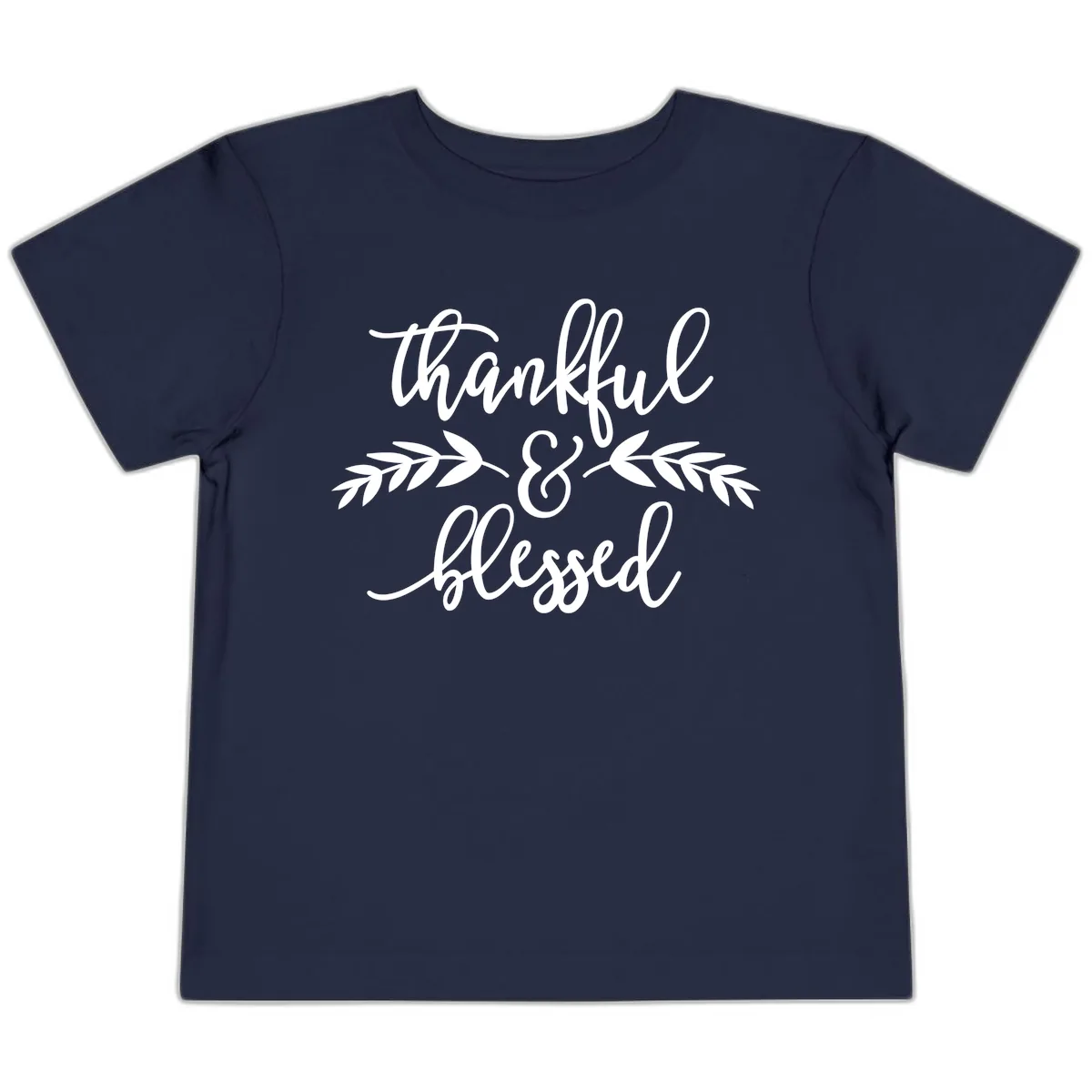 Thankful & Blessed Script Design Toddler T-Shirt in Navy