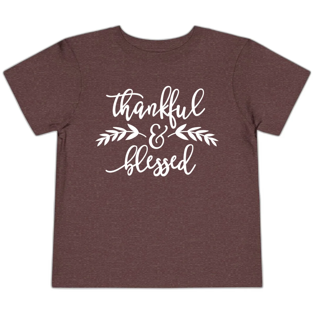 Thankful & Blessed Script Design Toddler T-Shirt in Heather Maroon