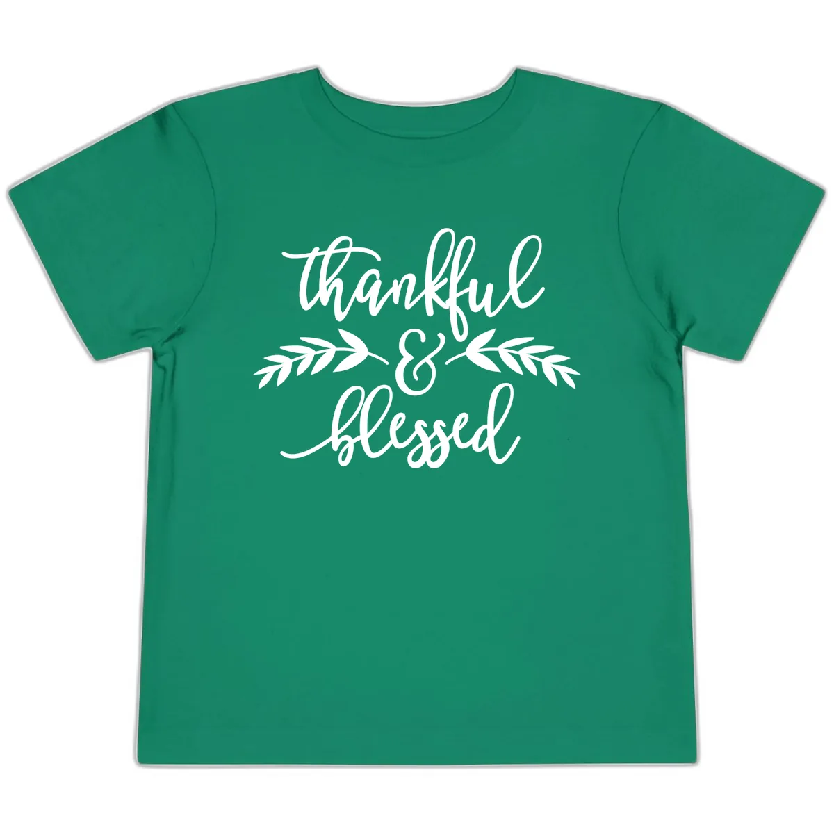 Thankful & Blessed Script Design Toddler T-Shirt in Kelly