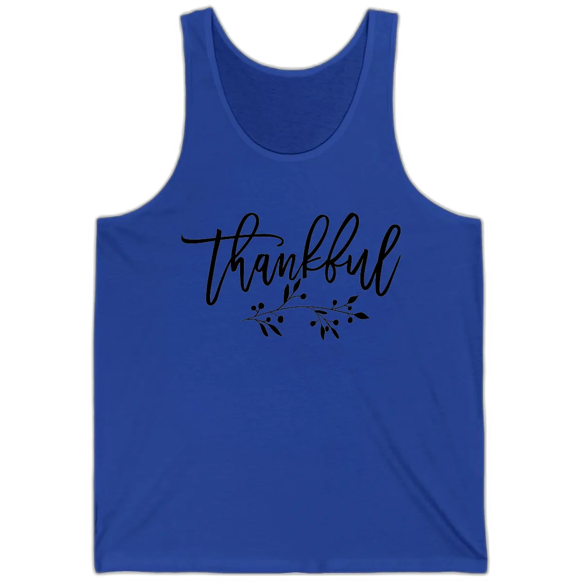 Thankful Script with Botanical Accent Tank in True Royal