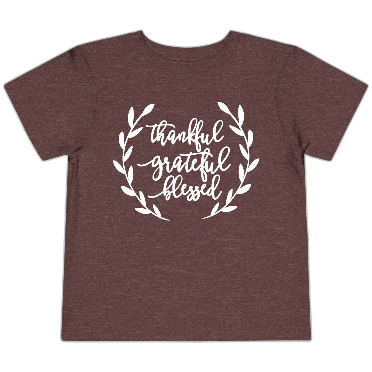 Thankful Grateful Blessed Wreath Design Toddler T-Shirt in Heather Maroon