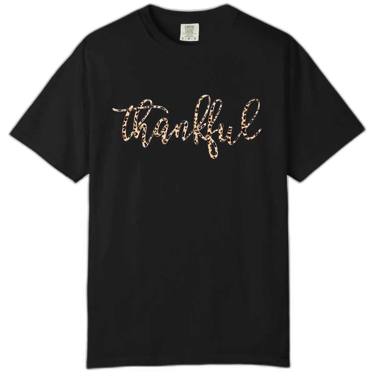 Leopard Print Thankful Script Comfort Color in Black