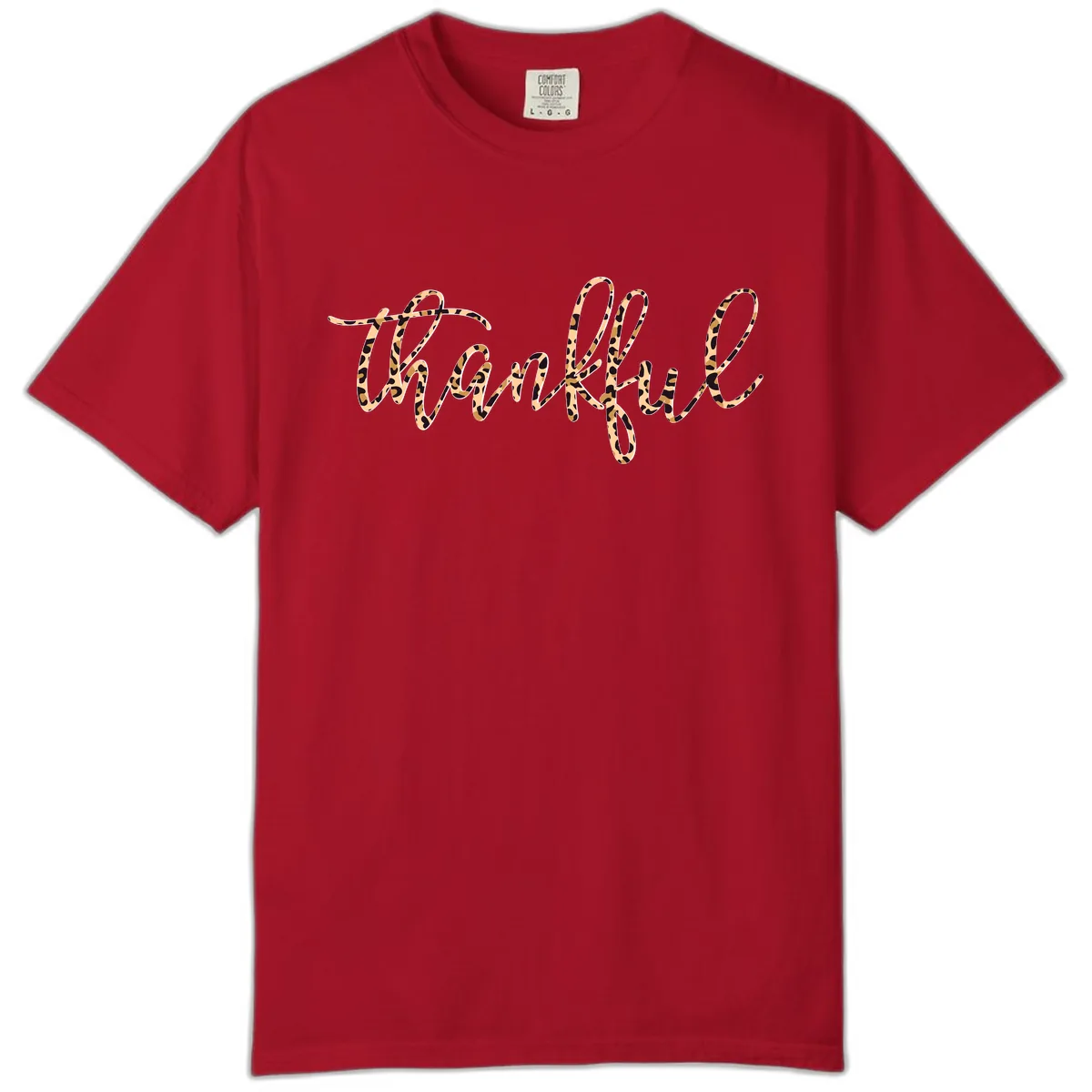 Leopard Print Thankful Script Comfort Color in Red