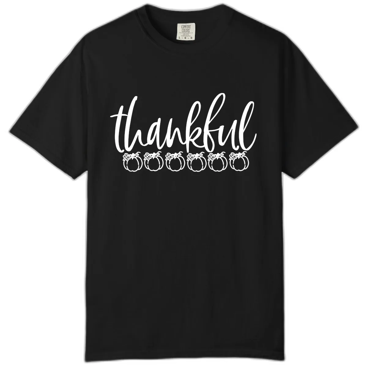 Thankful Pumpkins Thanksgiving Typography Comfort Color in Black