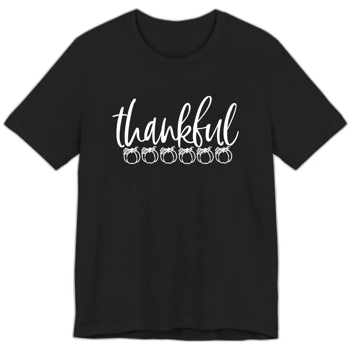 Thankful Pumpkins Thanksgiving Typography Premium T-Shirt in Black