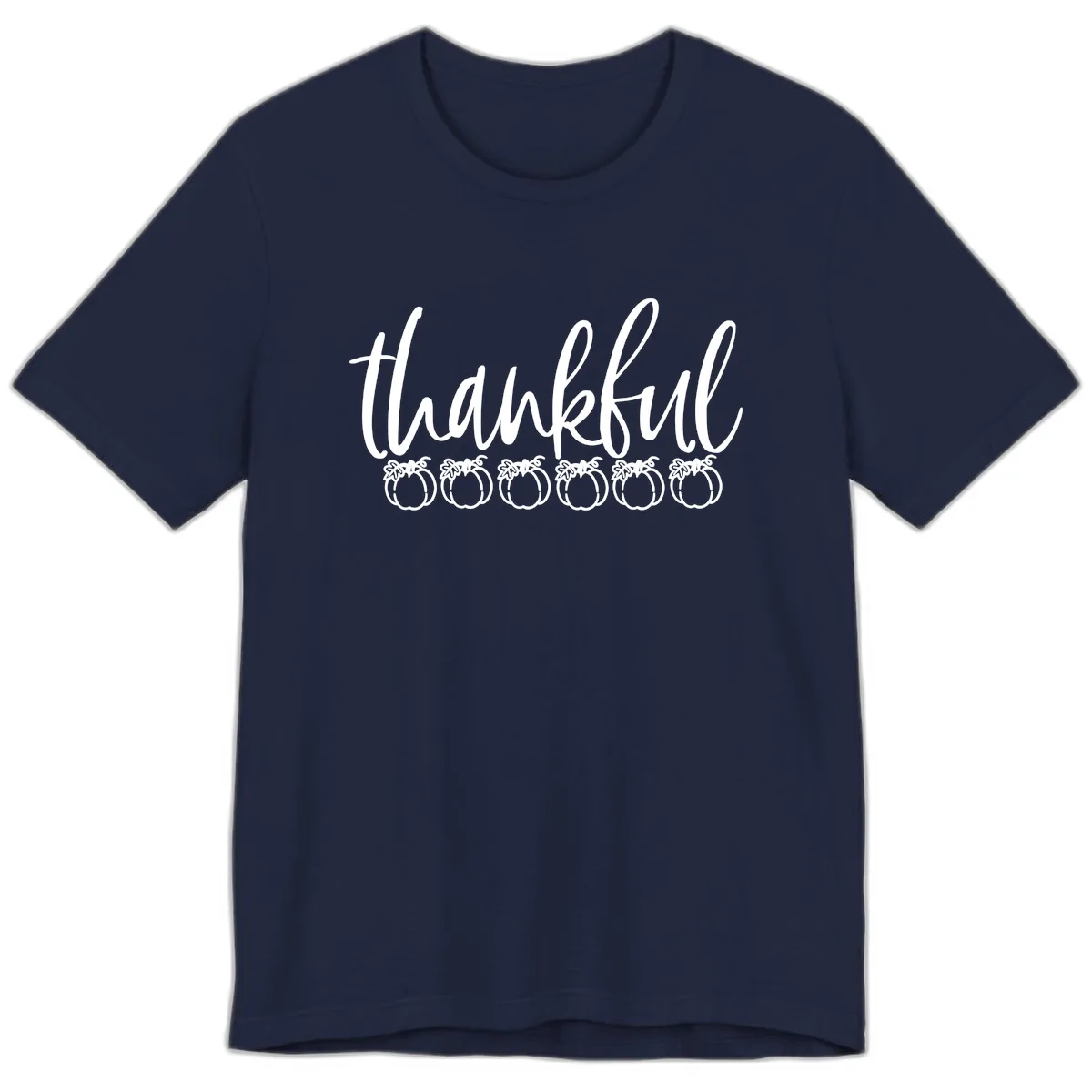 Thankful Pumpkins Thanksgiving Typography Premium T-Shirt in Navy