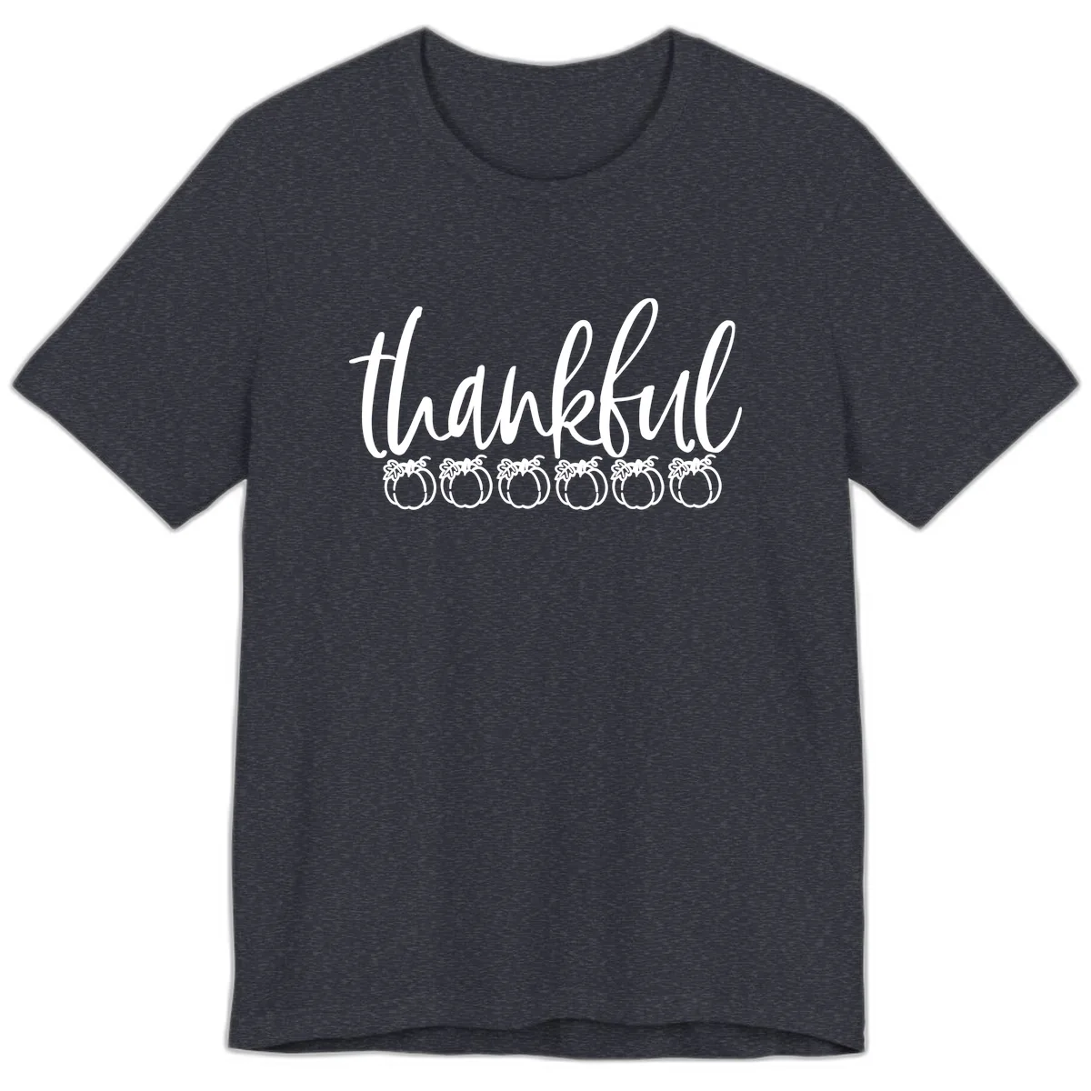 Thankful Pumpkins Thanksgiving Typography Premium T-Shirt in Heather Navy