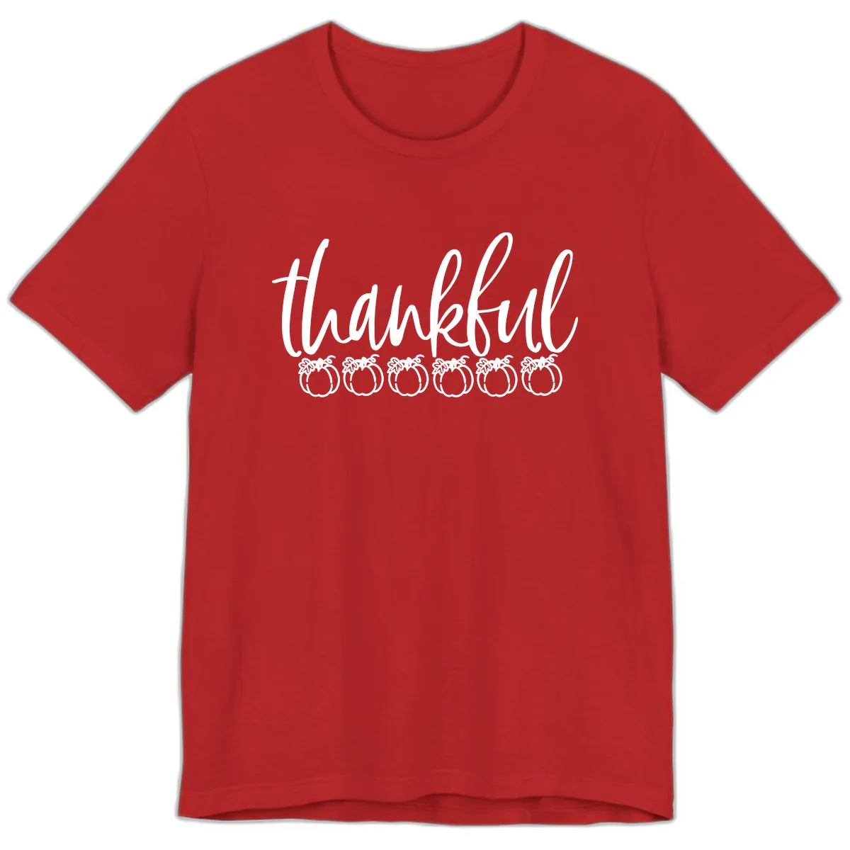 Thankful Pumpkins Thanksgiving Typography Premium T-Shirt in Red