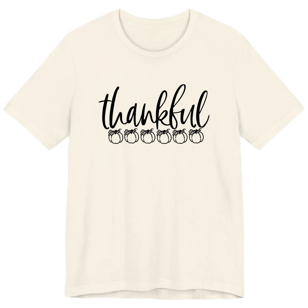 Thankful Pumpkins Thanksgiving Typography Premium T-Shirt in Natural