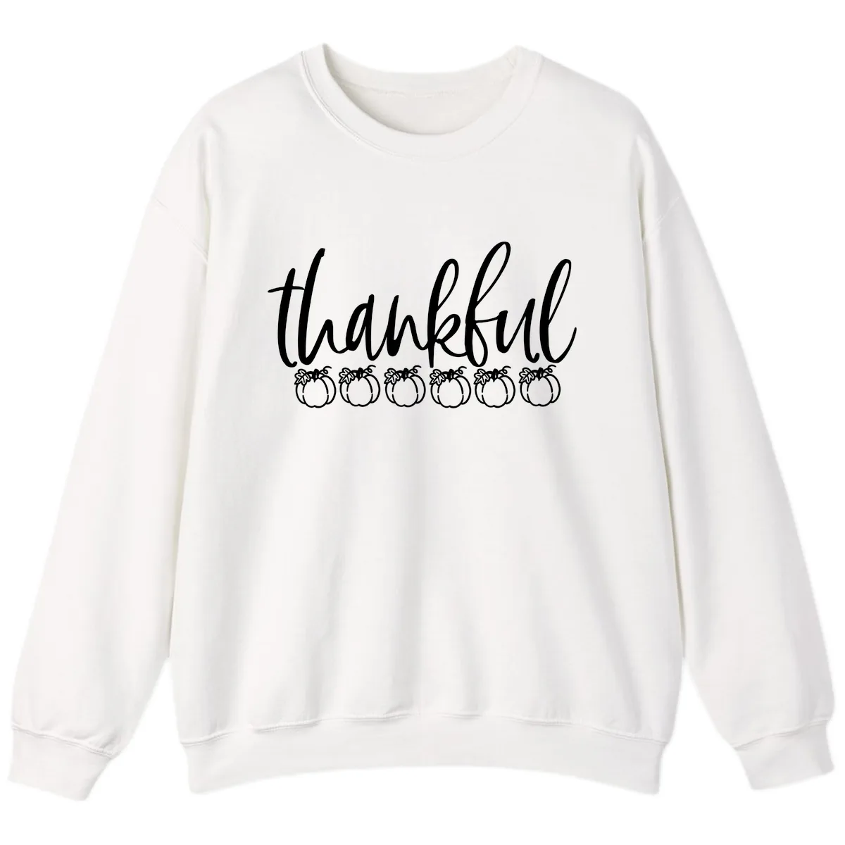 Thankful Pumpkins Thanksgiving Typography Sweatshirt in White