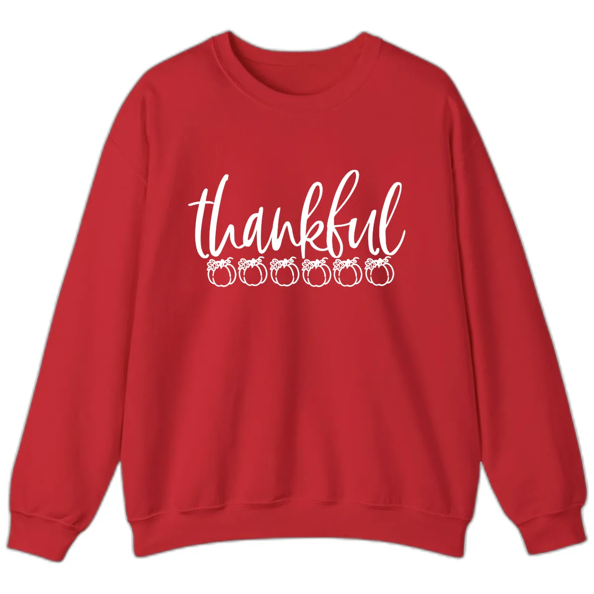 Thankful Pumpkins Thanksgiving Typography Sweatshirt in Red