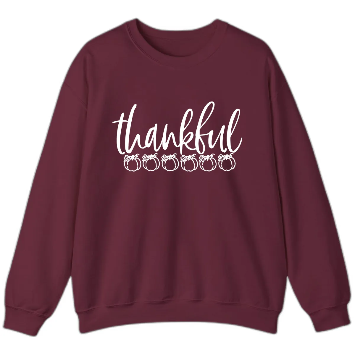 Thankful Pumpkins Thanksgiving Typography Sweatshirt in Maroon