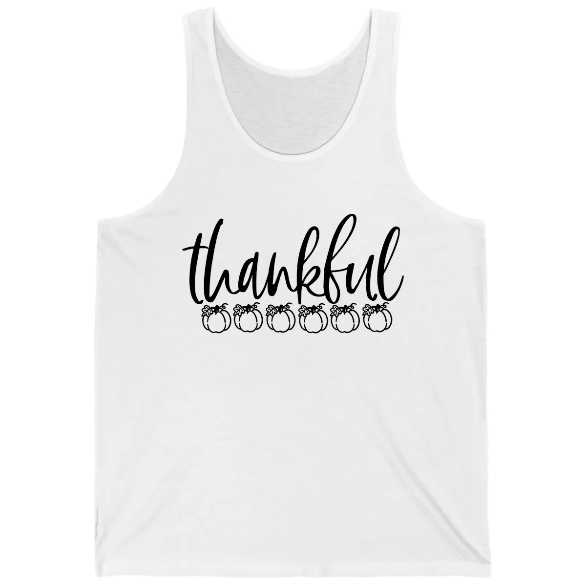 Thankful Pumpkins Thanksgiving Typography Tank in White