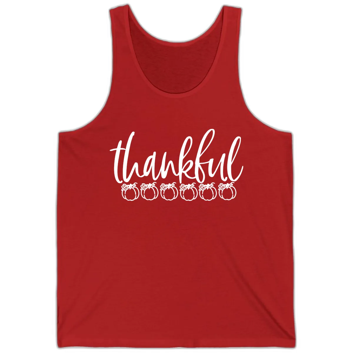 Thankful Pumpkins Thanksgiving Typography Tank in Red