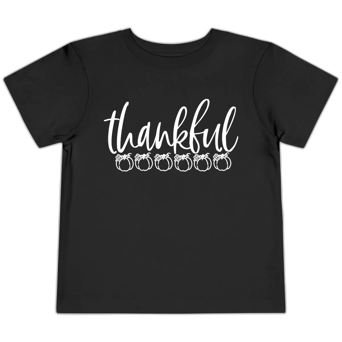 Thankful Pumpkins Thanksgiving Typography Toddler T-Shirt in Black