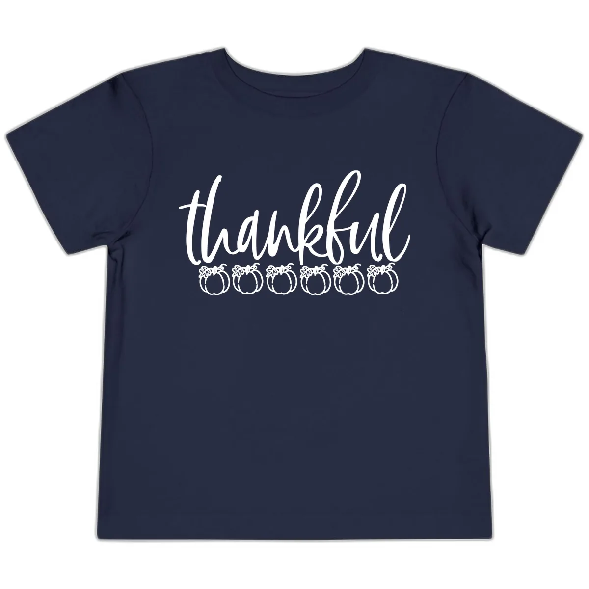 Thankful Pumpkins Thanksgiving Typography Toddler T-Shirt in Navy