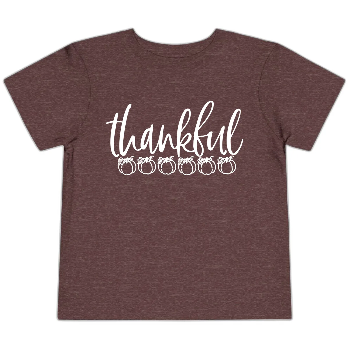 Thankful Pumpkins Thanksgiving Typography Toddler T-Shirt in Heather Maroon