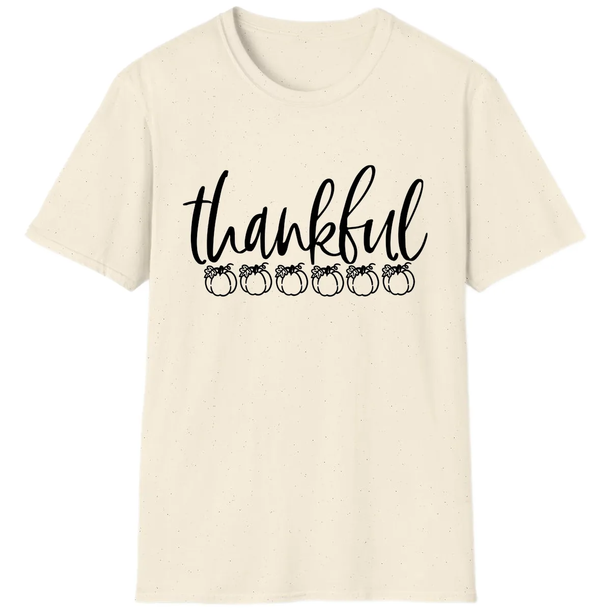 Thankful Pumpkins Thanksgiving Typography T-Shirt in Natural