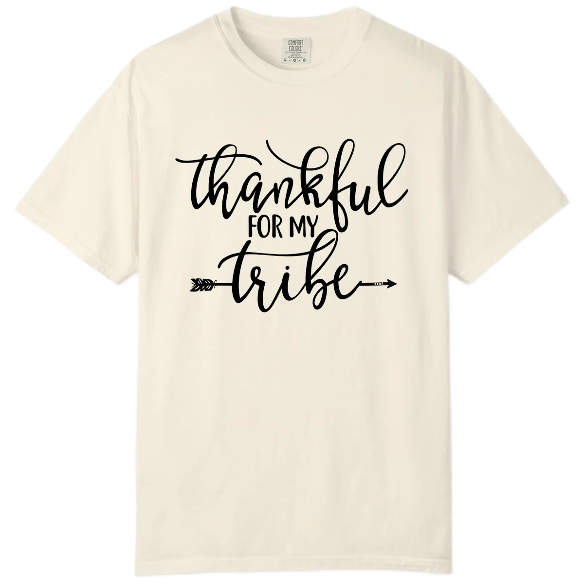 Thankful For My Tribe Typography Design Comfort Color in Ivory
