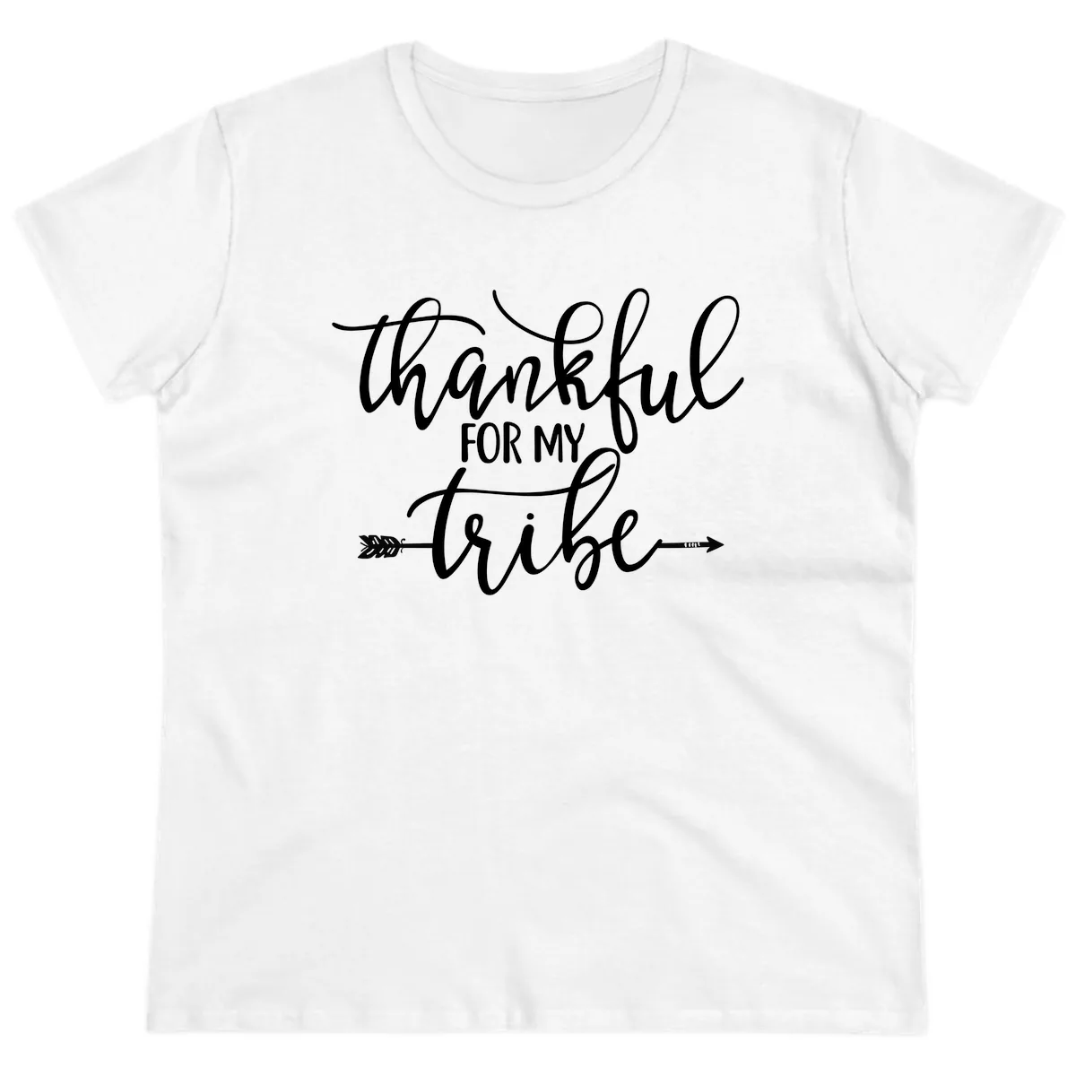 Thankful For My Tribe Typography Design Ladies Tee in White