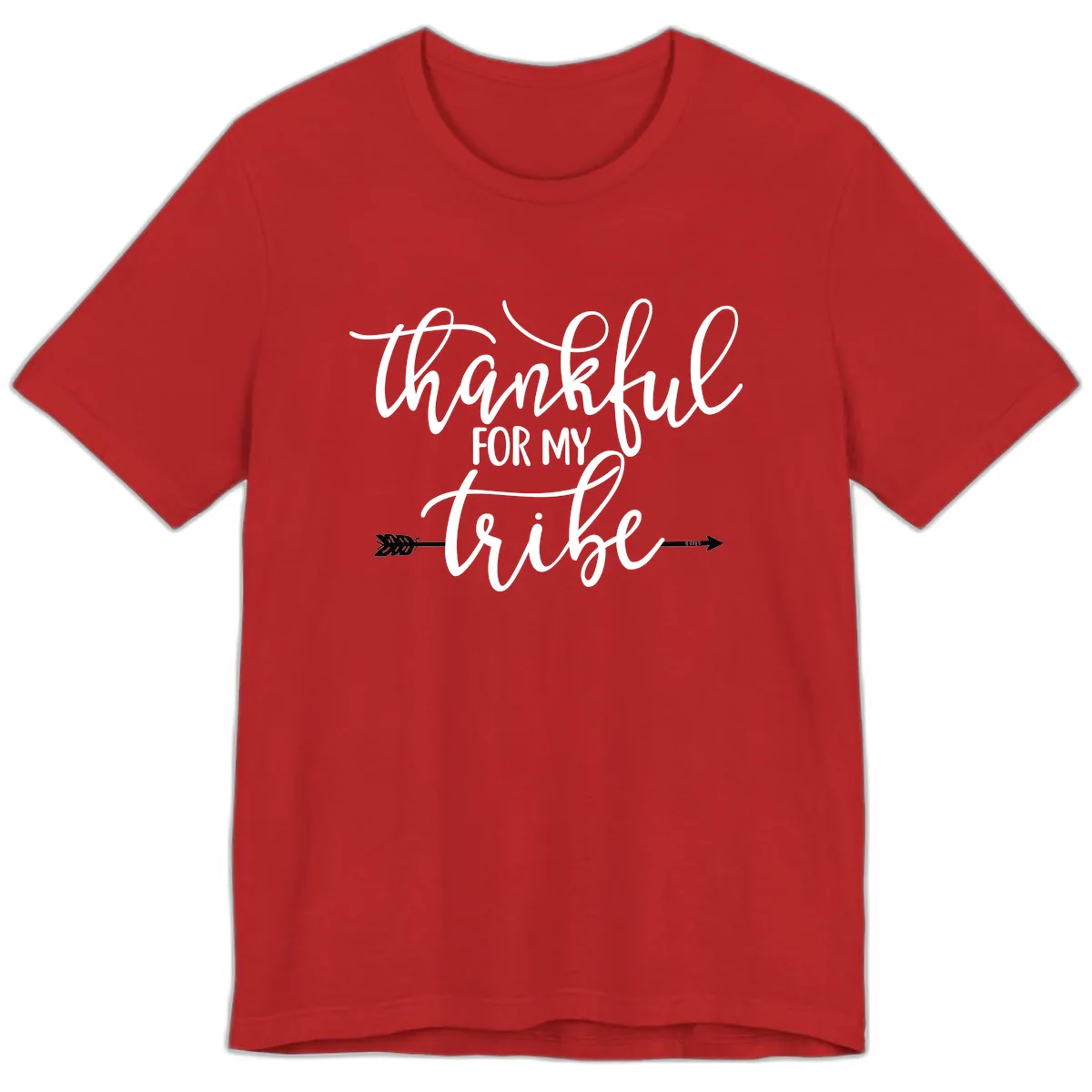 Thankful For My Tribe Typography Design Premium T-Shirt in Red