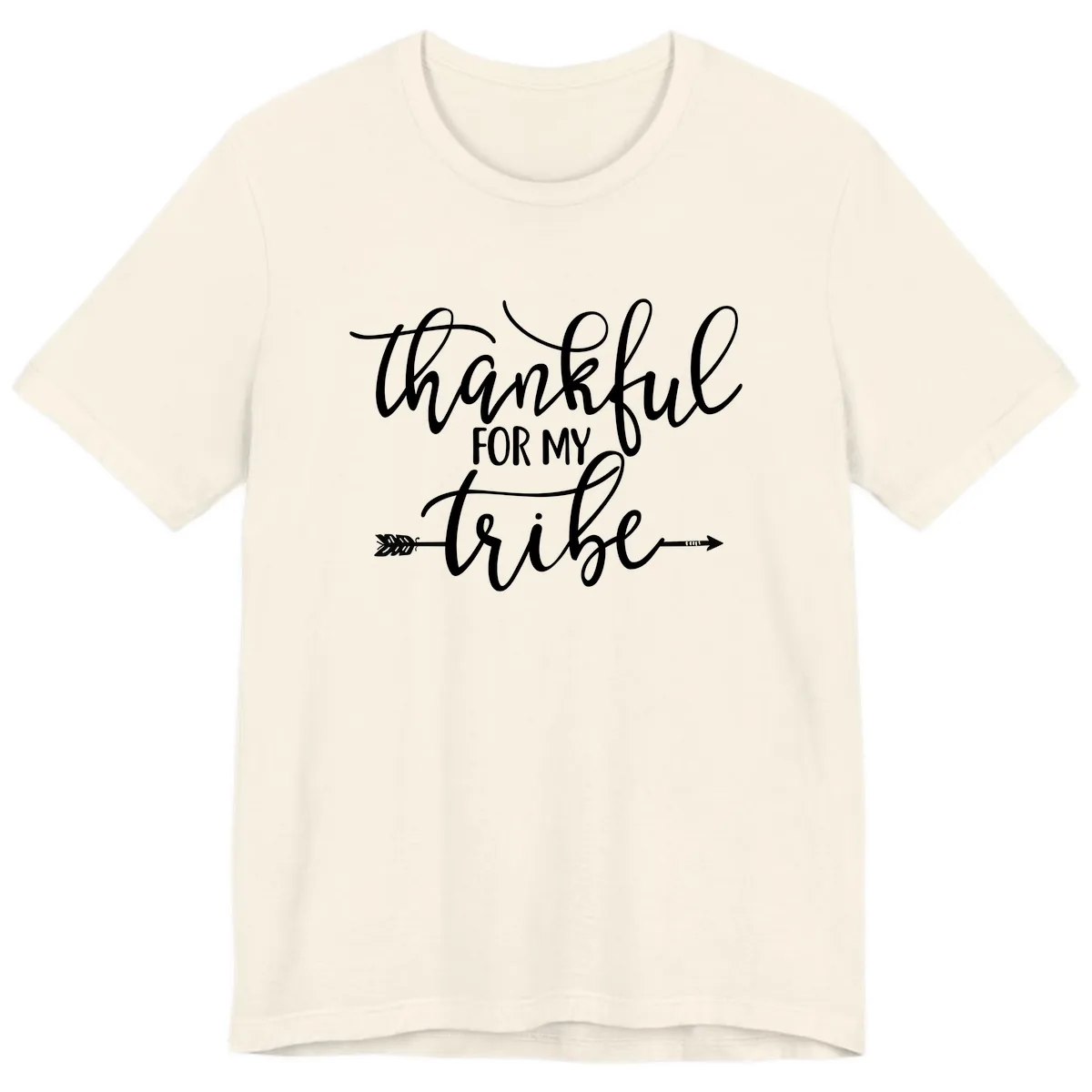 Thankful For My Tribe Typography Design Premium T-Shirt in Natural