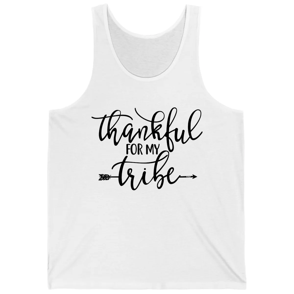 Thankful For My Tribe Typography Design Tank in White