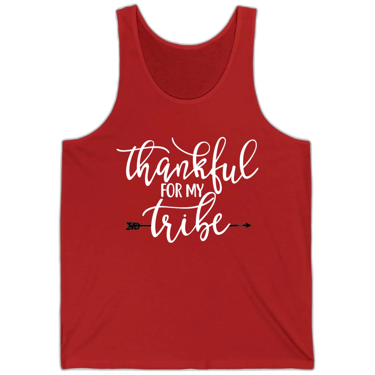 Thankful For My Tribe Typography Design Tank in Red