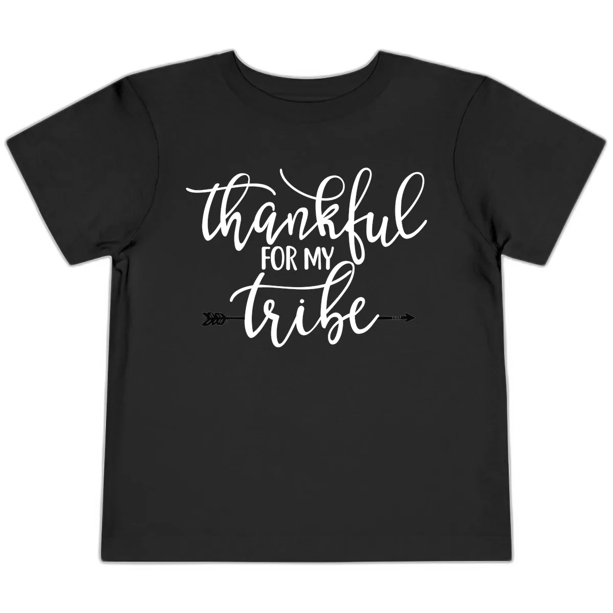 Thankful For My Tribe Typography Design Toddler T-Shirt in Black