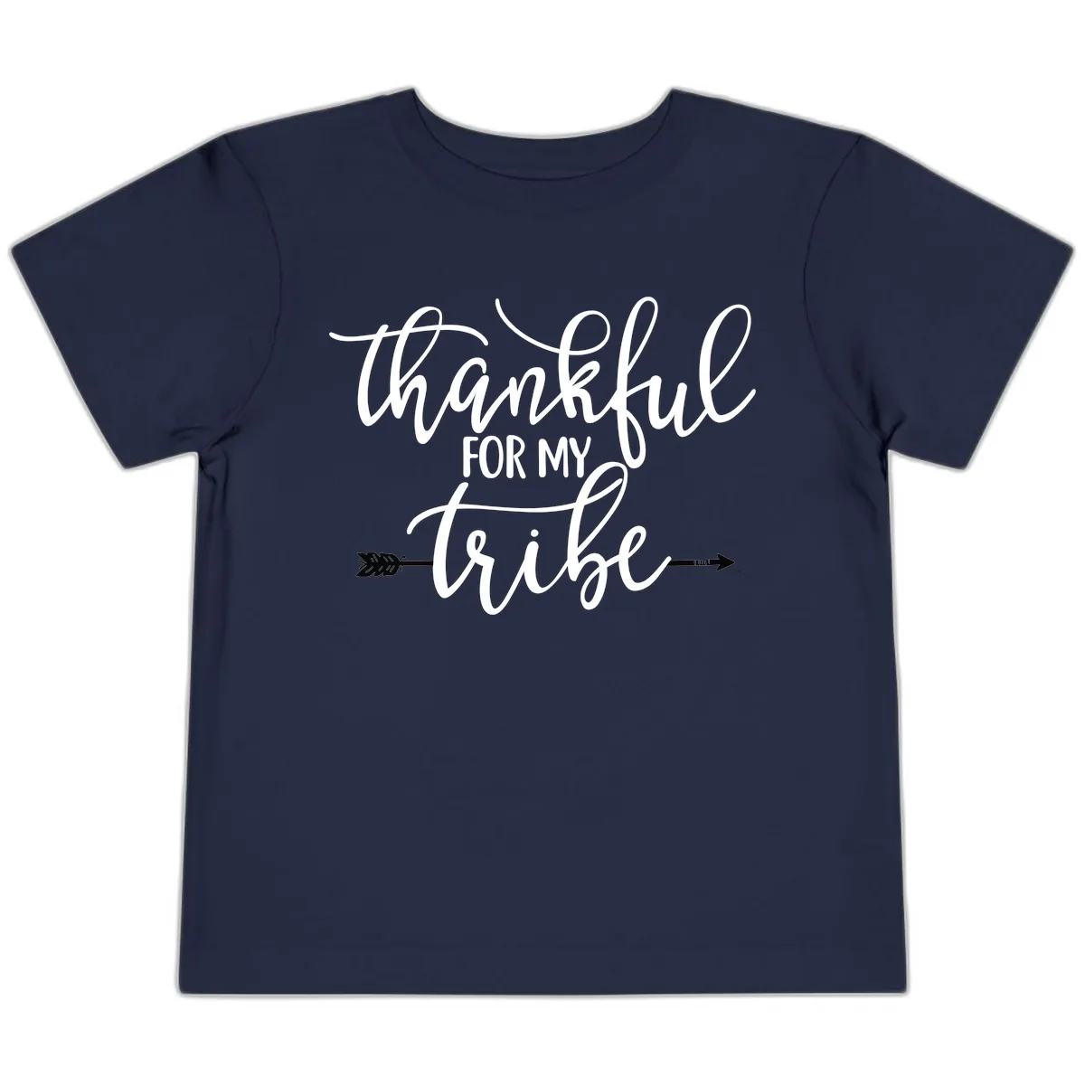 Thankful For My Tribe Typography Design Toddler T-Shirt in Navy