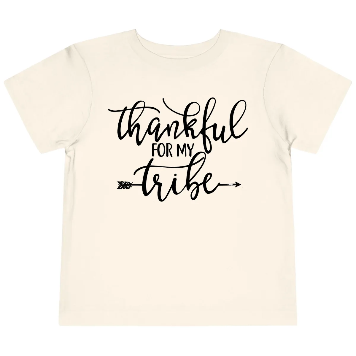 Thankful For My Tribe Typography Design Toddler T-Shirt in Natural