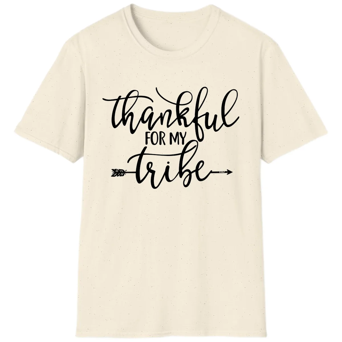Thankful For My Tribe Typography Design T-Shirt in Natural