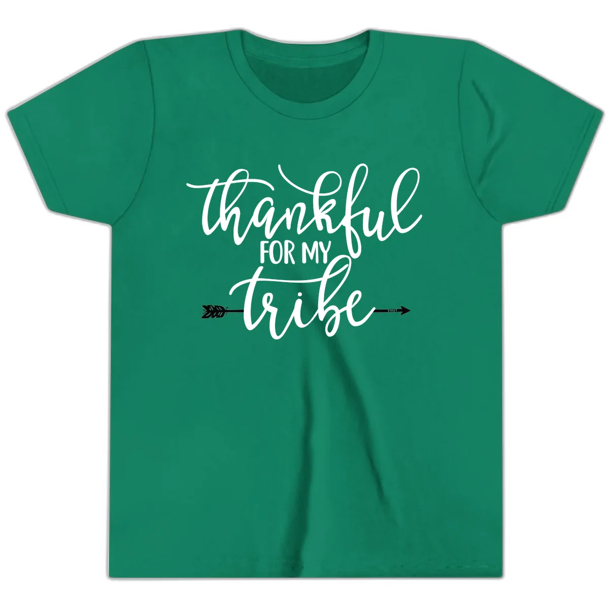 Thankful For My Tribe Typography Design Youth T-Shirt in Kelly
