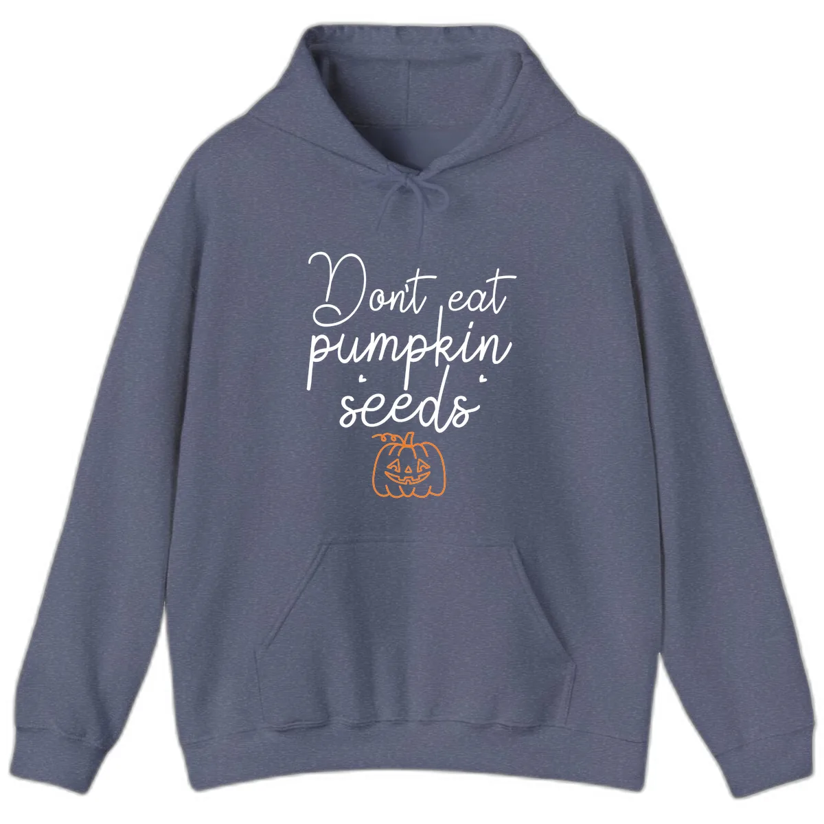 Don't Eat Pumpkin Seeds Halloween Hoodie in Heather Navy