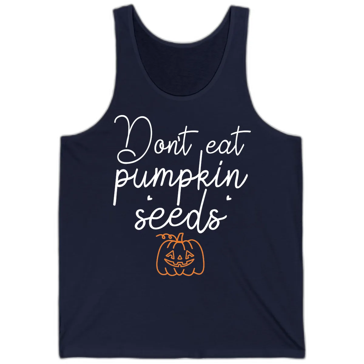 Don't Eat Pumpkin Seeds Halloween Tank in Navy