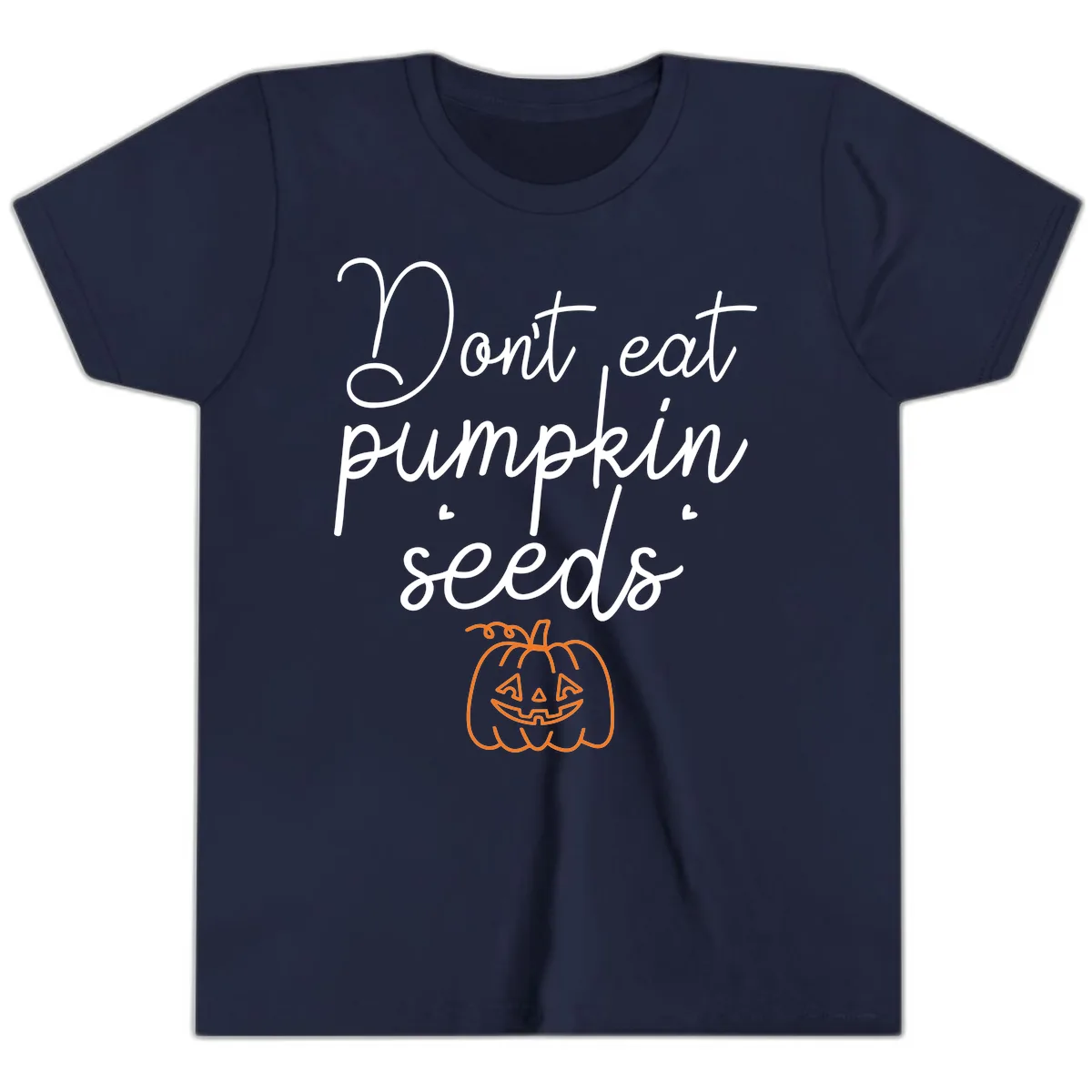 Don't Eat Pumpkin Seeds Halloween Youth T-Shirt in Navy