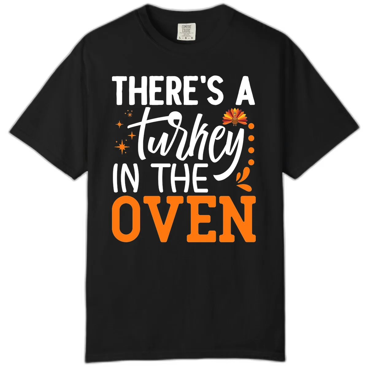 Thanksgiving Turkey In The Oven Pregnancy Announcement Comfort Color in Black