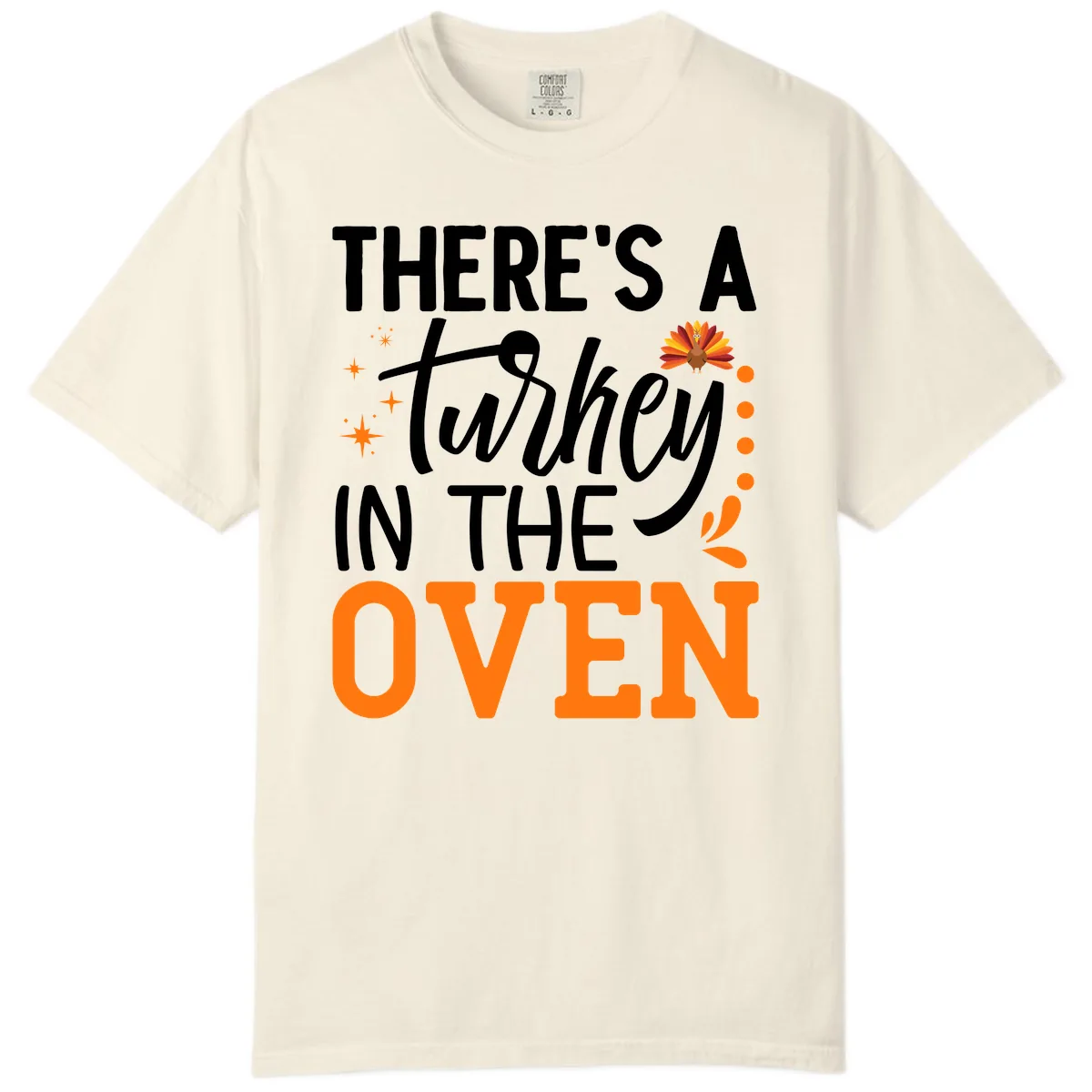 Thanksgiving Turkey In The Oven Pregnancy Announcement Comfort Color in Ivory