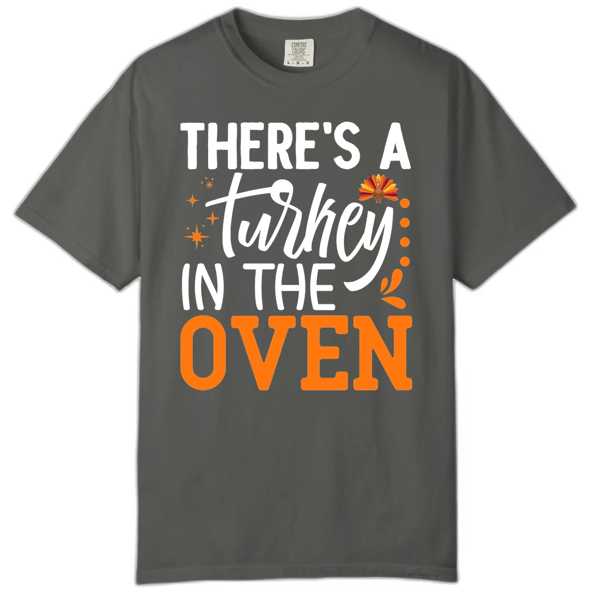 Thanksgiving Turkey In The Oven Pregnancy Announcement Comfort Color in Pepper