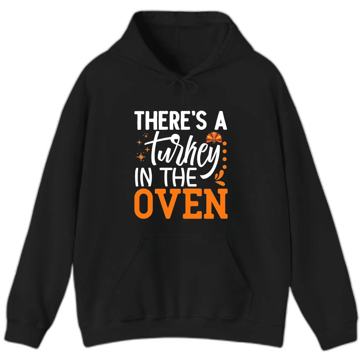 Thanksgiving Turkey In The Oven Pregnancy Announcement Hoodie in Black