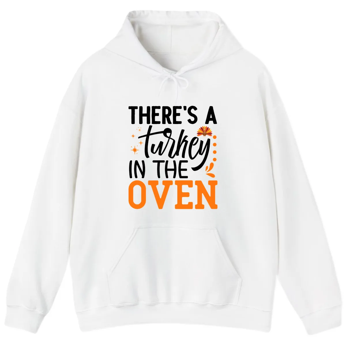 Thanksgiving Turkey In The Oven Pregnancy Announcement Hoodie in White