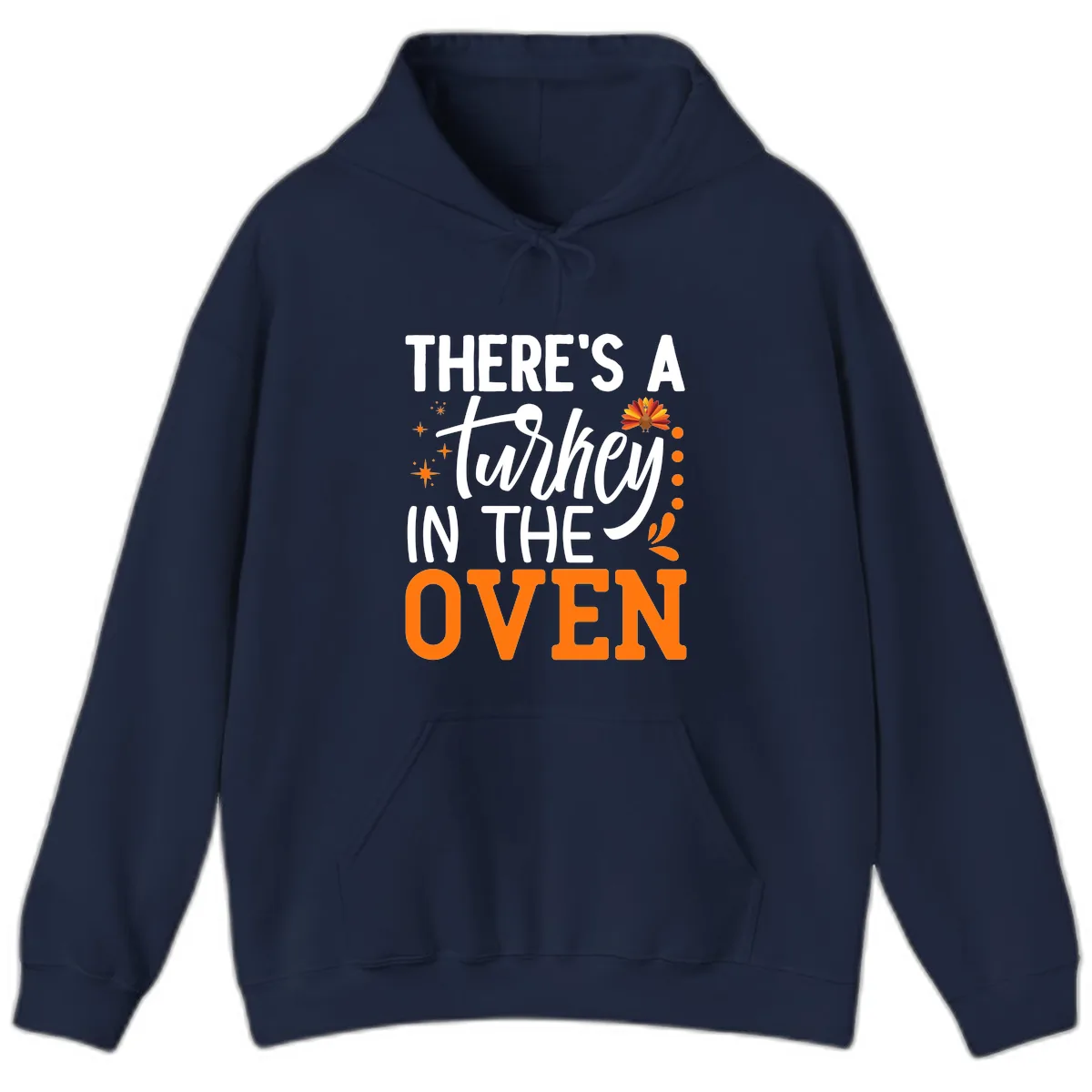 Thanksgiving Turkey In The Oven Pregnancy Announcement Hoodie in Navy