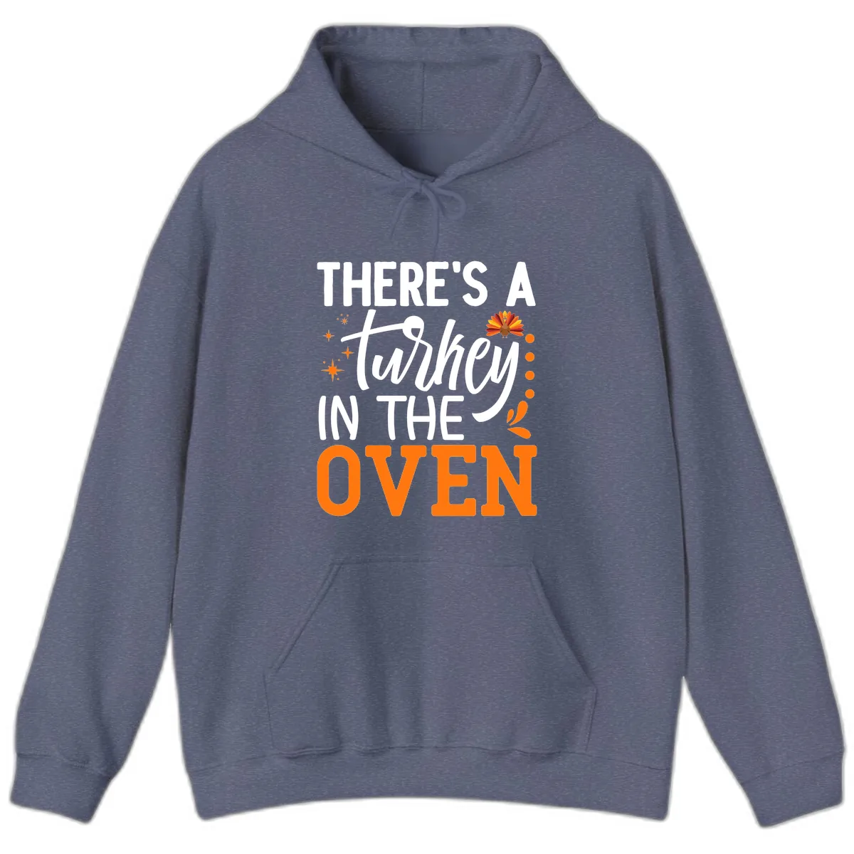 Thanksgiving Turkey In The Oven Pregnancy Announcement Hoodie in Heather Navy