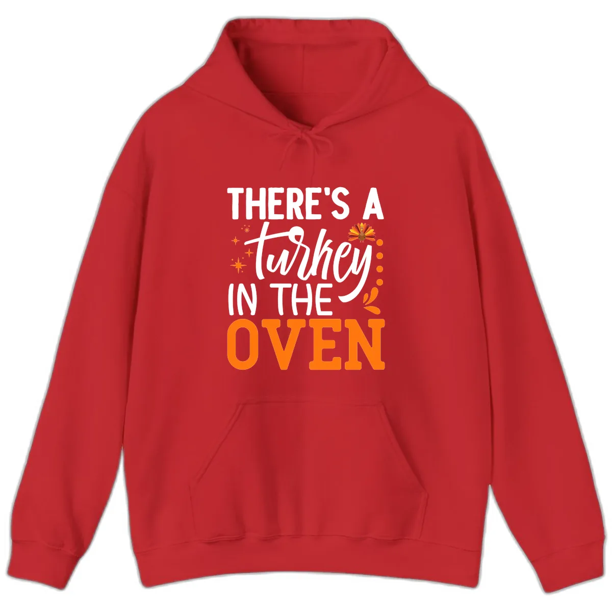 Thanksgiving Turkey In The Oven Pregnancy Announcement Hoodie in Red