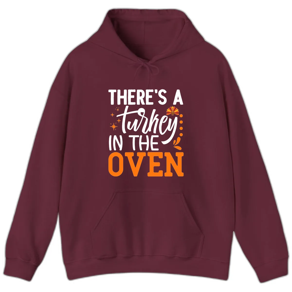 Thanksgiving Turkey In The Oven Pregnancy Announcement Hoodie in Maroon