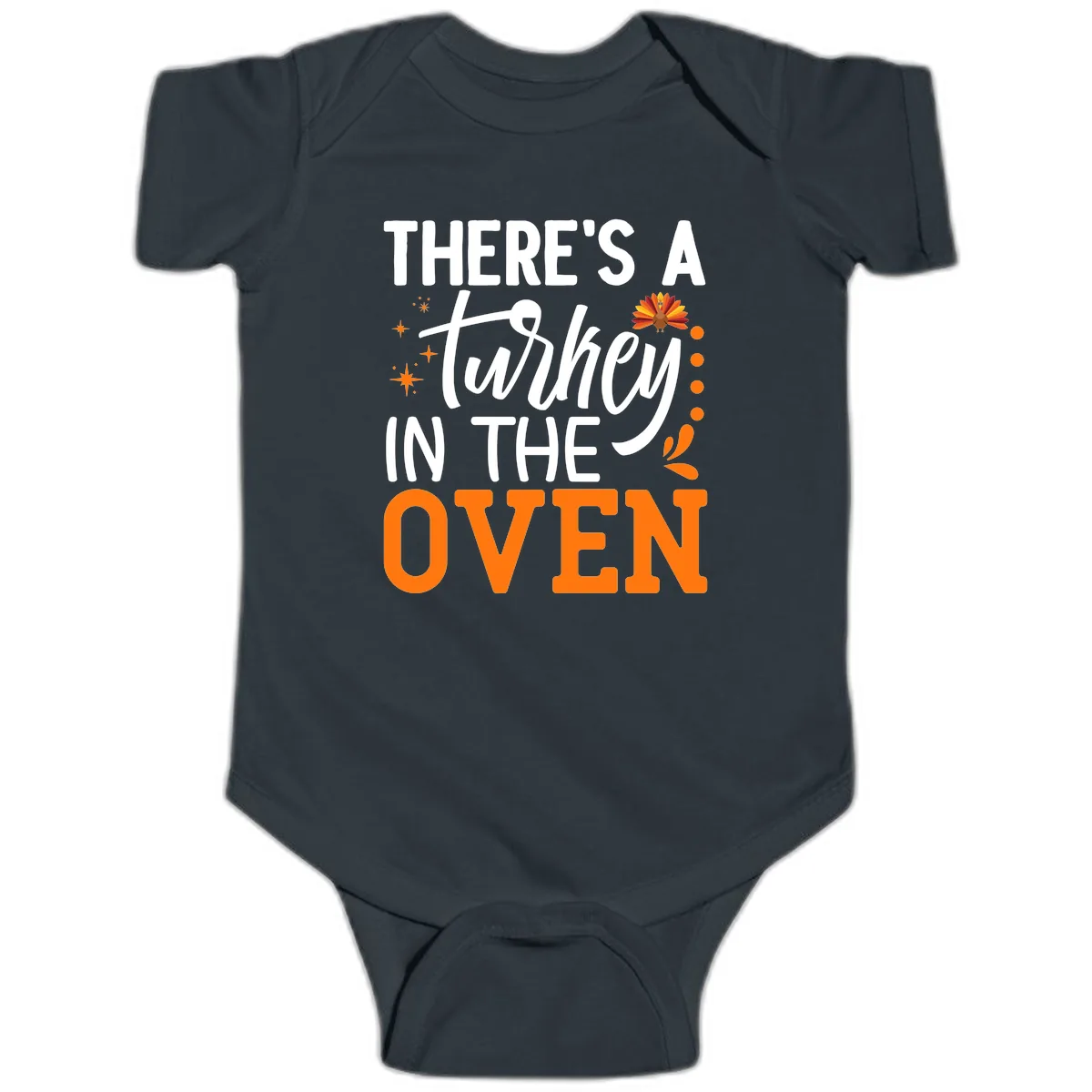 Thanksgiving Turkey In The Oven Pregnancy Announcement Baby Onesie in Black